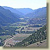 The Upper Similkameen valley, looking northwest.  Hedley, BC, pop. 480, is on the portion of highway
hidden behind the mountainside in the foreground.  The highway continues on to Princeton.

